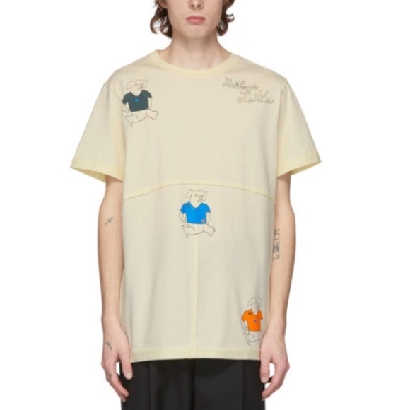 Eckhaus Latta Other - Eckhaus Latta Yellow Three Dogs T-Shirt Cream Tee Panelled Graphic
